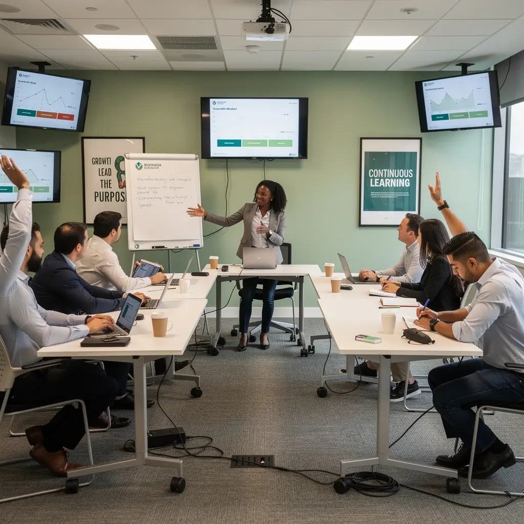 Стены, украшенные картинами и постерами, отражающими корпоративные ценности