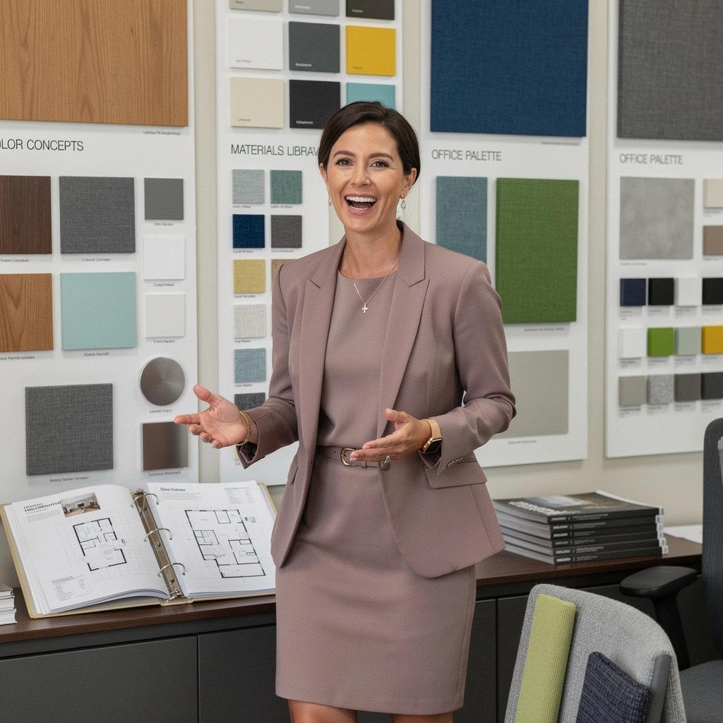 Зона для совещаний с большой круглой таблицей и аудиовизуальным оборудованием