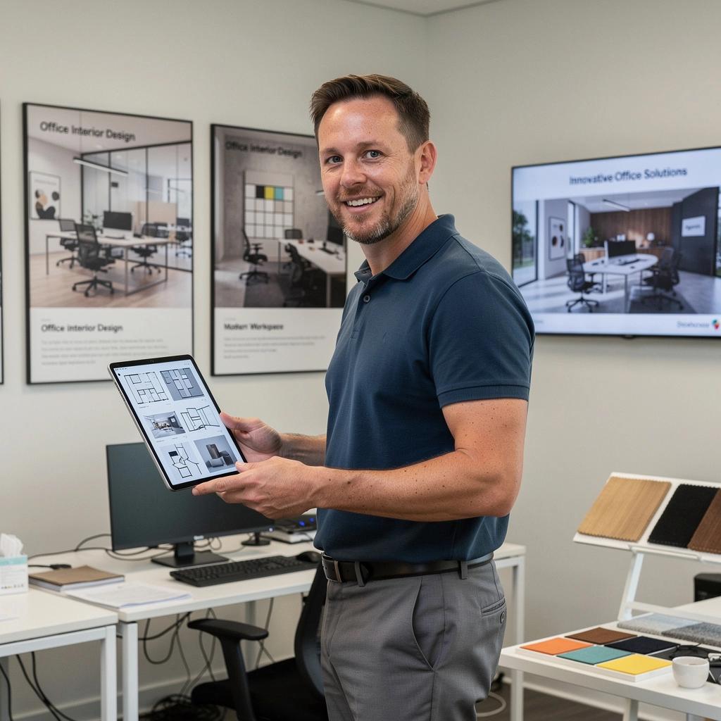 Стены, оформленные в корпоративных цветах компании